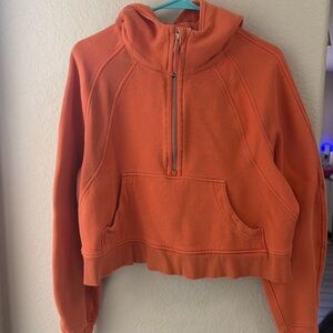 lululemon athletica Orange Half-Zip Cropped Hoodie